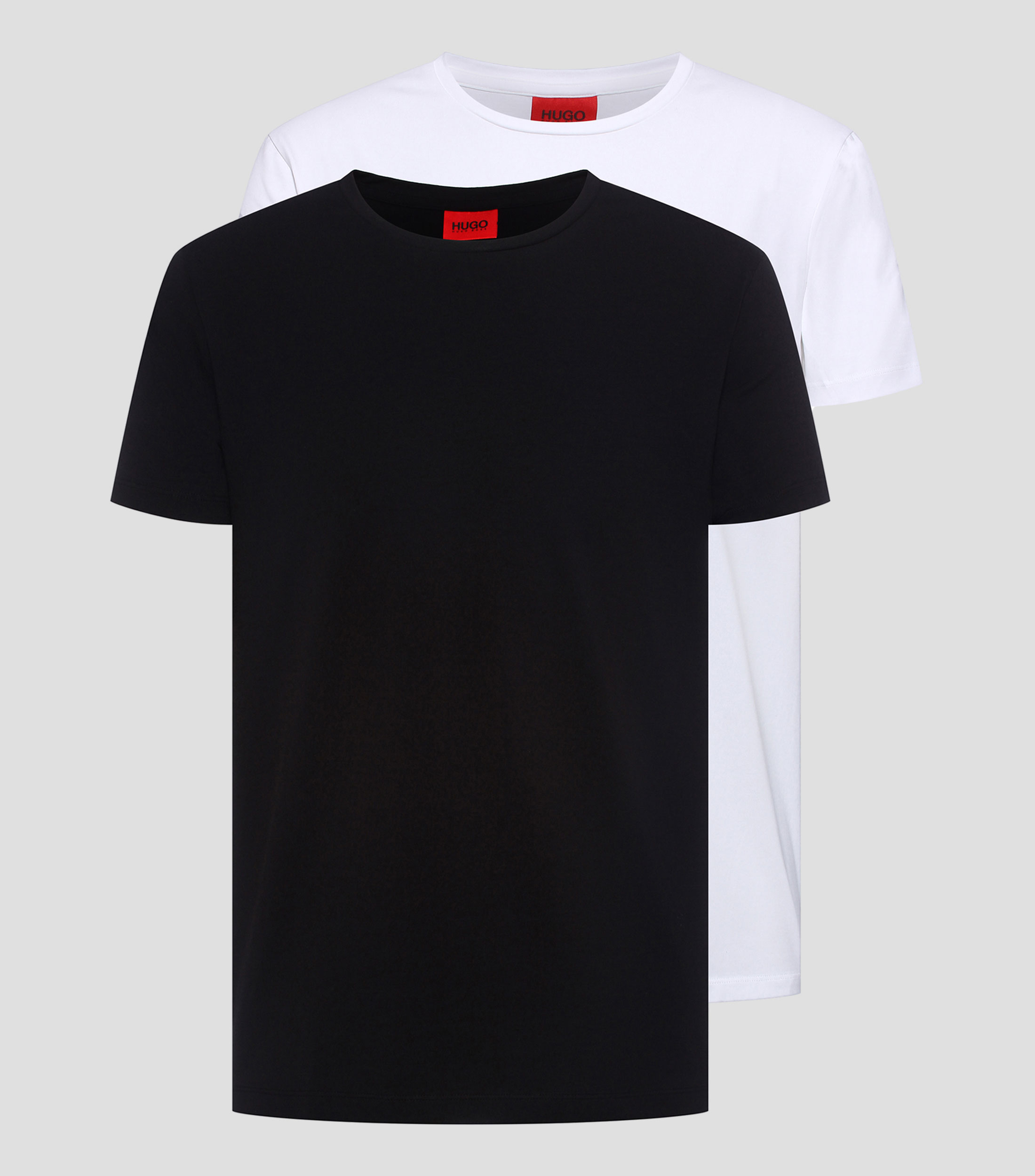 Paquete de dos playeras Hugo en punto de algodón elástico con cuello redondo Hombre